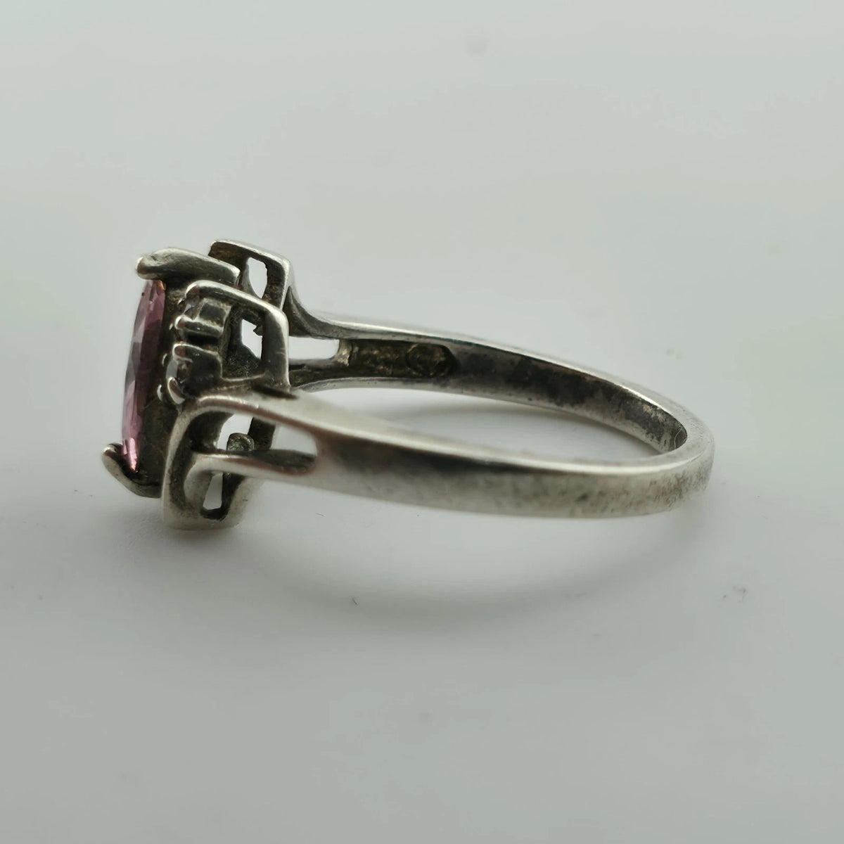 Sterling Silver 925 Marquise Cut Pink CZ Stone Ring Avon Size 8.75