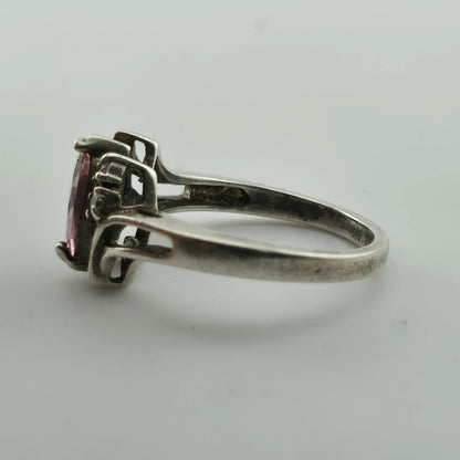 Sterling Silver 925 Marquise Cut Pink CZ Stone Ring Avon Size 8.75