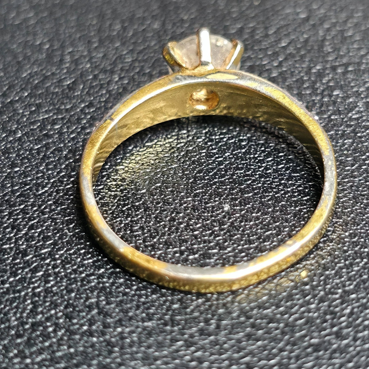 Sterling Silver Gold Tone Solitaire Ring Round Clear Stone Engagement Style Sz 9