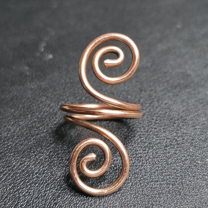 Pure Copper Wire Spiral Ring Handmade Made to Order Any Size Artisan Jewelry