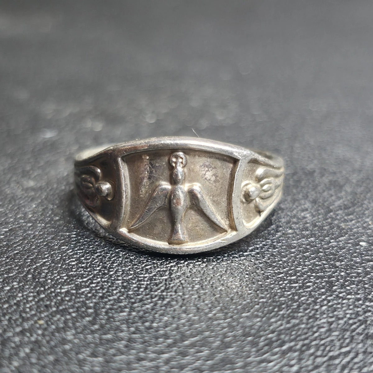 Creed C Sterling Silver Holy Spirit Angel Religious Ring Catholic Size 8 Vintage