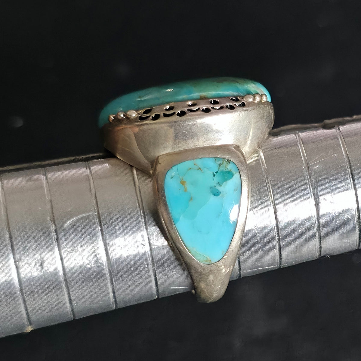 BBJ 925 Sterling Silver Turquoise Ring Size 8