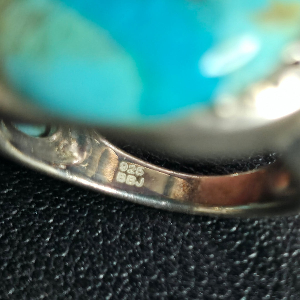 BBJ 925 Sterling Silver Turquoise Ring Size 8