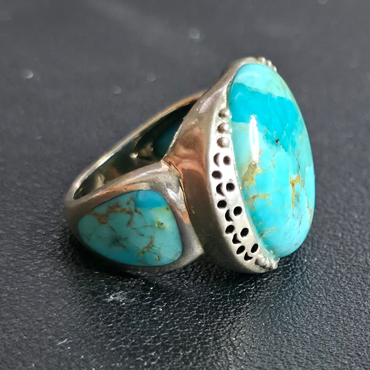 BBJ 925 Sterling Silver Turquoise Ring Size 8