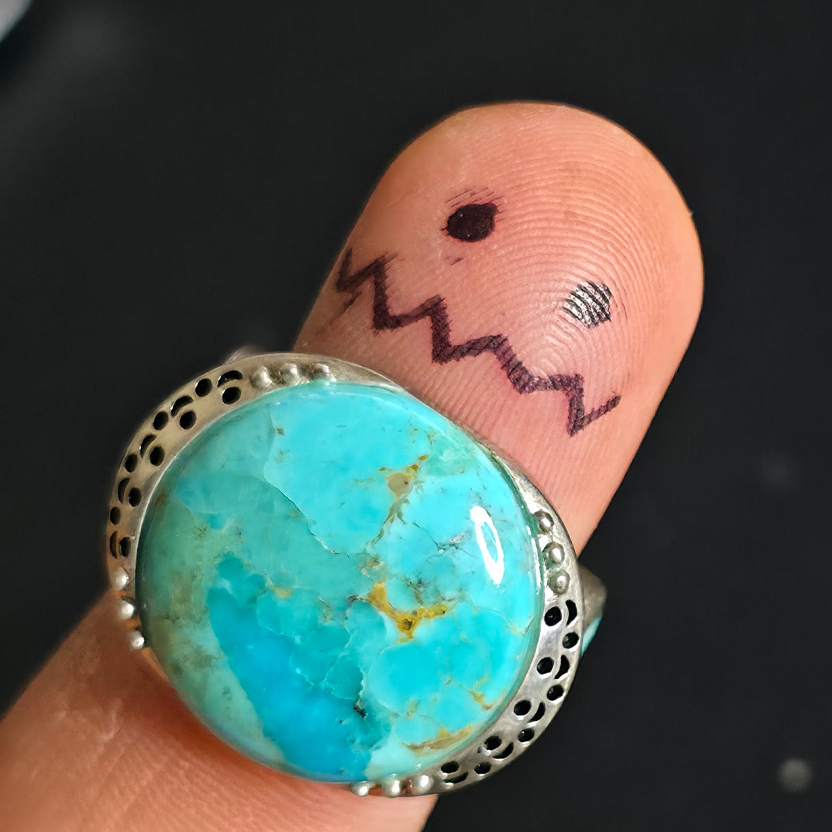 BBJ 925 Sterling Silver Turquoise Ring Size 8