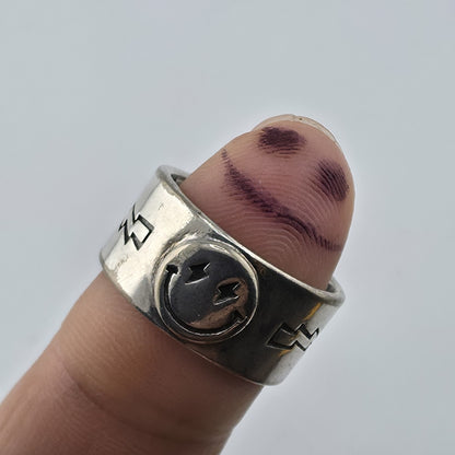 vintage sterling silver smiley face ring