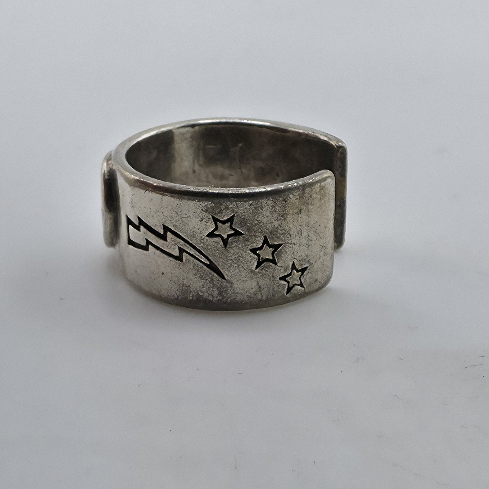 wide band sterling silver smiley ring